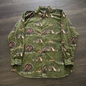 Cotton Traders Sports Turkey AOP Button Down Shirt Size XL